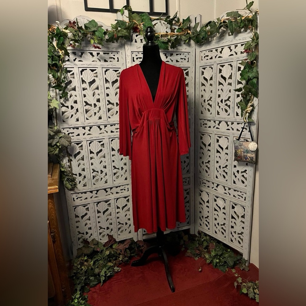 EUC Vintage Y2K Mixit Burgundy Dual Sided Wrap Dress